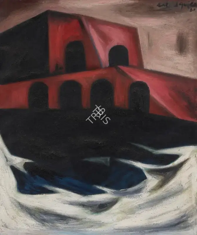 Satish Gujral (Artist), The Red Tomb, 1960, Painting