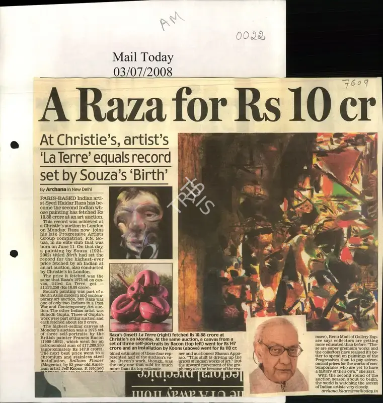 Archana Khare (Reporter), A Raza for Rs 10 Cr, 2008, Newspaper Clipping