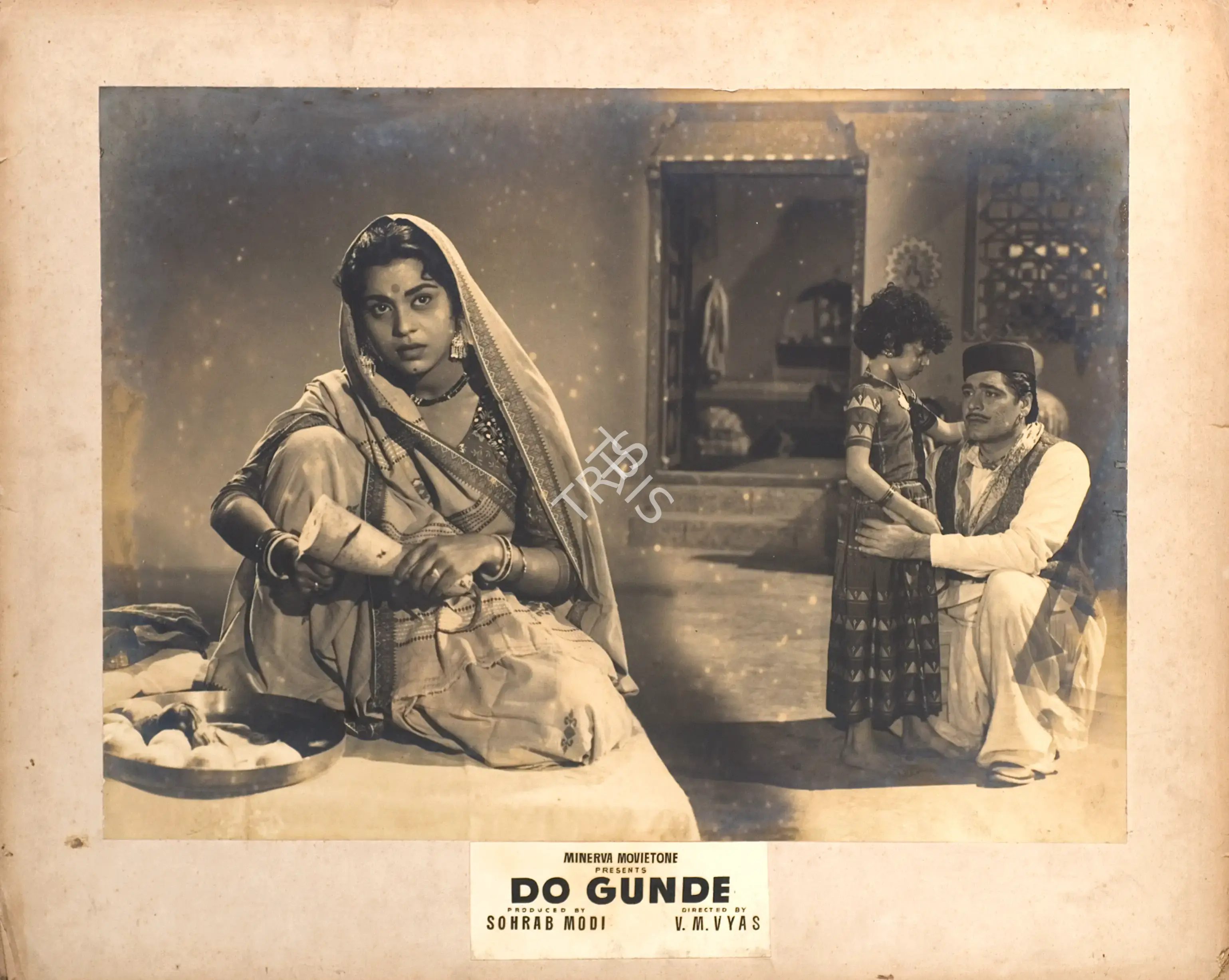 Sohrab Modi (Producer), Do Gunde, 1959, Photographic Still Mounted on Lobby Card