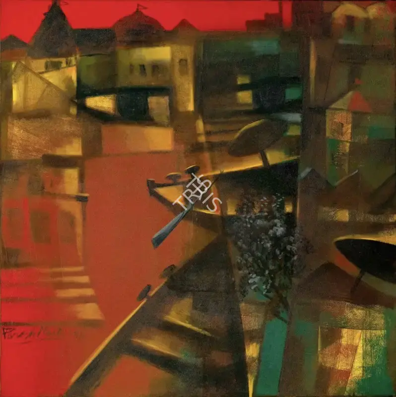 Paresh Maity (Artist), The Crossing, 1998, Painting