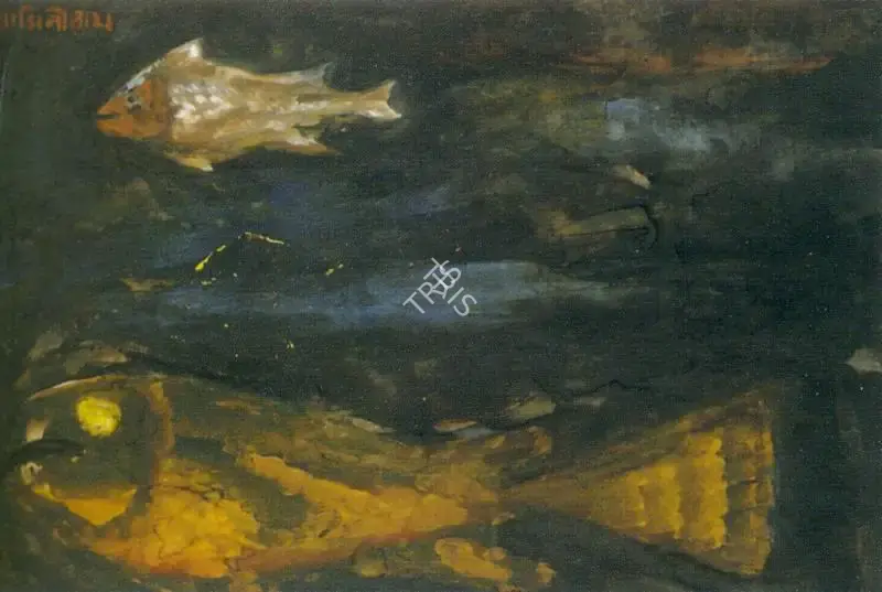 Jamini Roy (Artist), Fish, 1940, Painting