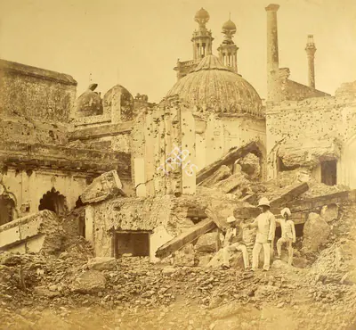 Felice Beato (Photographer), The Miner in the Chutur Munzil exploded by the enemy, at the first attack of General Havelock, Lucknow, 1858, Antiquarian Photograph