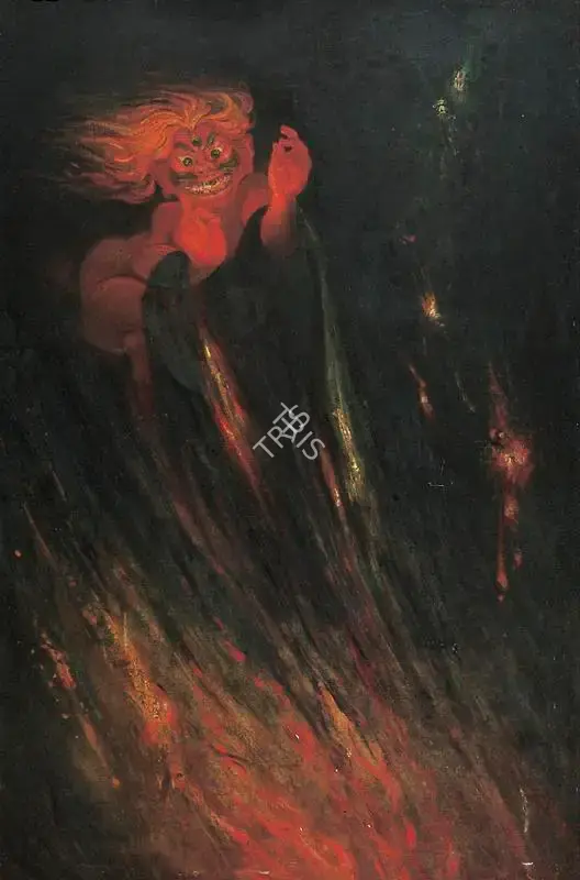 Gangooly, J.P. (Artist). The Demon In My Dreadful Dream During Delirium., early 1950s | Painting, Os.Mum/24.02.01, 2001 · Osian's