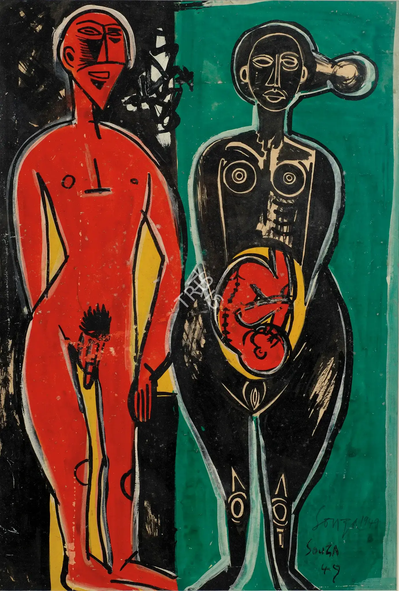 F.N. Souza (Artist), Womb, 1949, Painting