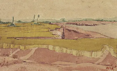 Nandalal Bose (Artist), Untitled (Landscape) , 1915, Painting