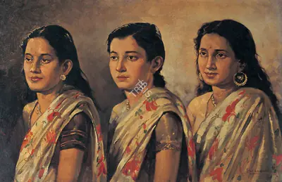 Basant Kumar Ganguli (Artist), Three Sisters, 1935, Painting