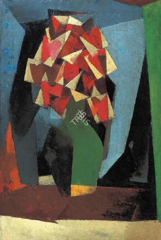 N.S. Bendre (Artist), Flower Vase, 1959, Painting