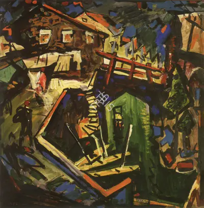 S.H. Raza (Artist), Bahori Kadal- Kashmir, 1949, Painting