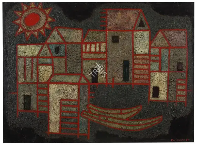 P.T. Reddy (Artist), Untitled (Cityscape), 1967, Painting