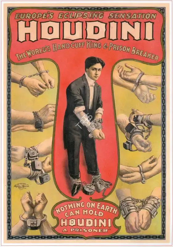 Harry Houdini (Magician), Houdini. Europe's Eclipsing Sensation. The World's Hadcuff King, Magic Publicity Art & Memorabilia