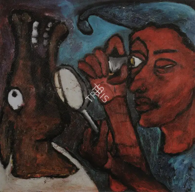 Rekha Rodwittiya (Artist), Investigator, 1988, Painting