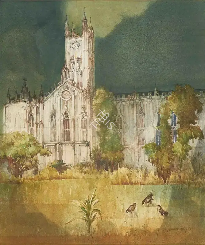 Ray, Shyamal Dutta (Artist). St. Paul's Cathedral, 1983 | Painting, Pu.Mum/13.09.22, 2022 · Pundole