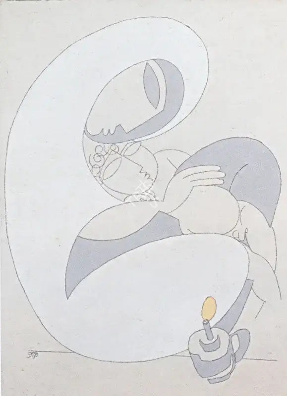 Prokash Karmakar (Artist), Mother and Child, 1990, Painting