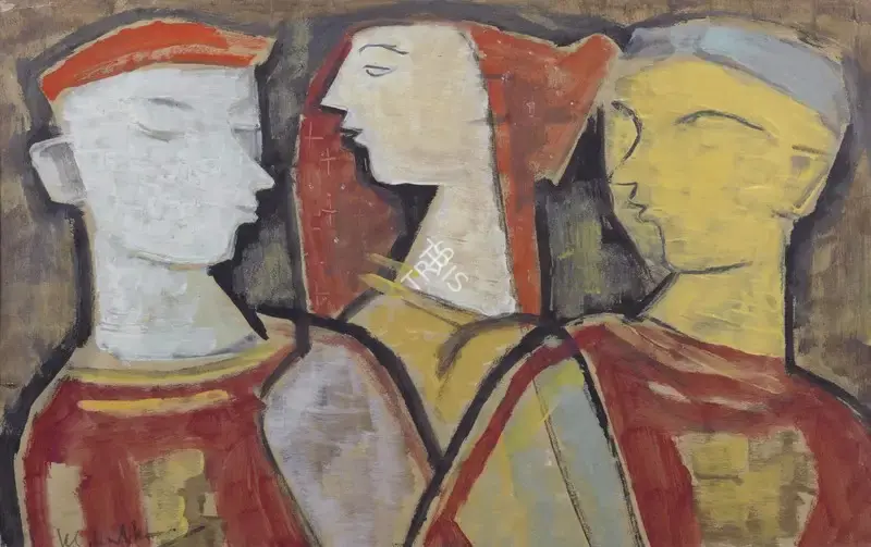 K.S. Kulkarni (Artist), Three Figures, Painting