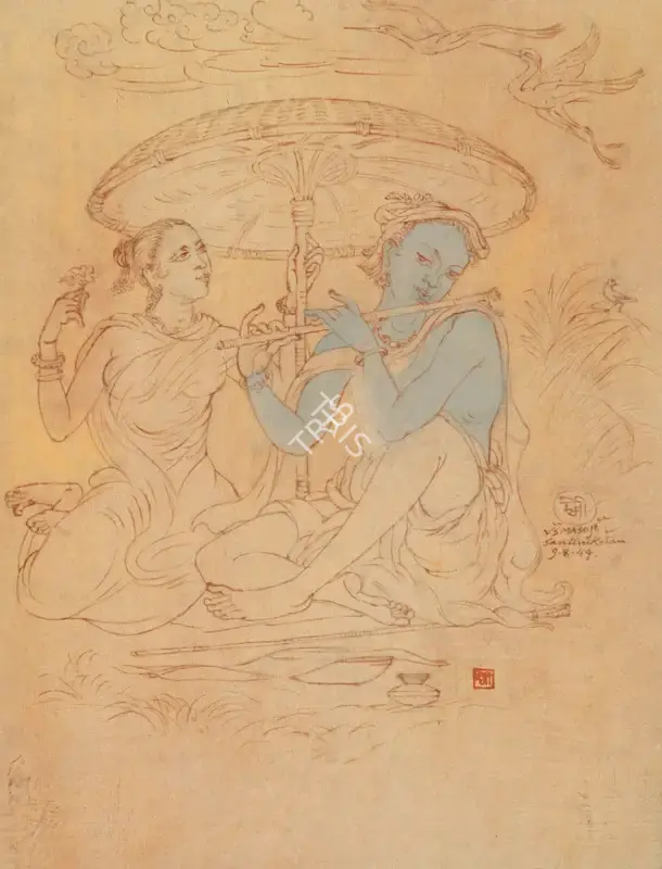 V.S. Masoji (Artist), Radha & Krishna, 1949, Painting