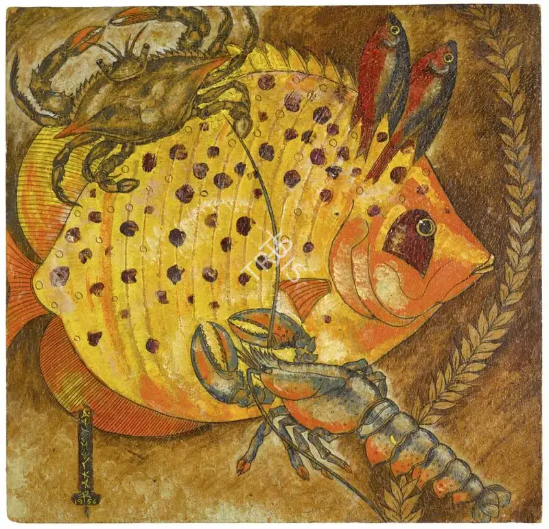A.A. Almelkar (Artist), Untitled (Marine Life), 1956, Painting