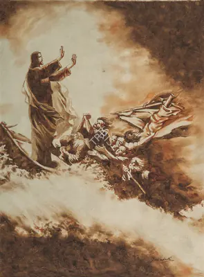 A.X. Trindade (Artist), Calming the Storm on the Sea of Galilee, 1926, Painting