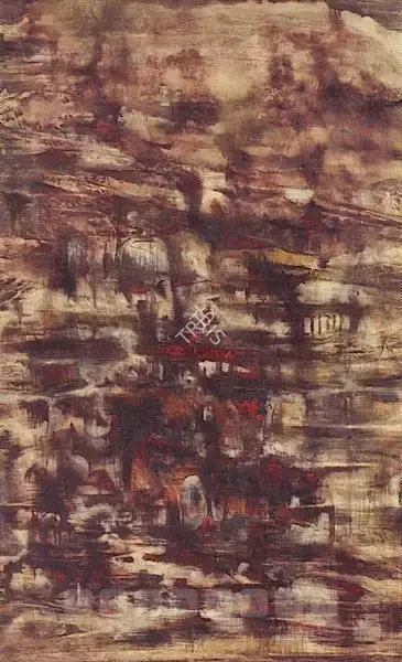 Krishen Khanna (Artist), Flood Village, 1965, Painting