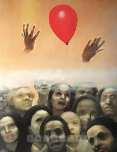 Bhattacharjee, Bikash (Artist). Red Balloon, n.d. | Painting, So.Lon/24.05.07, 2007 · Sotheby's