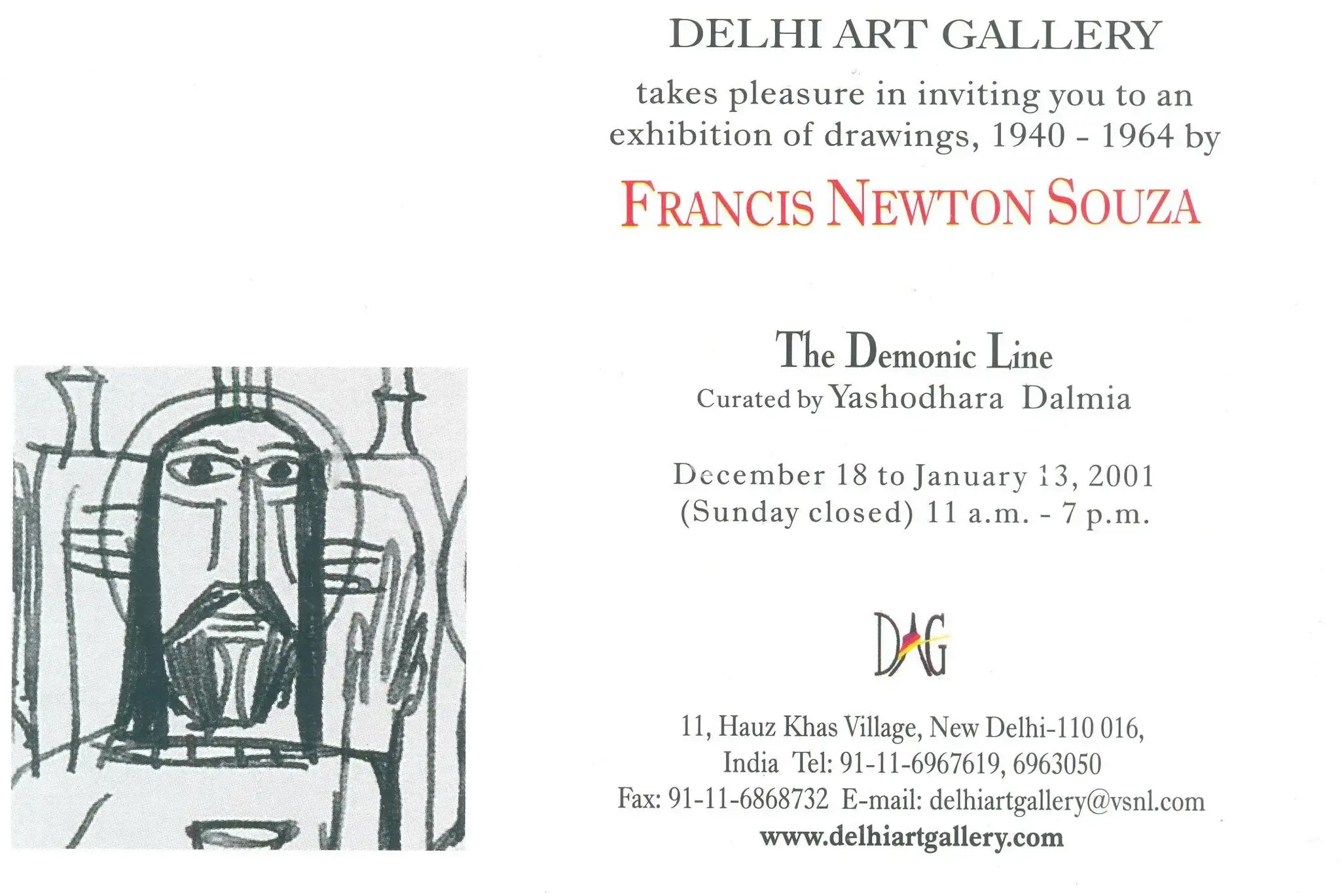 F.N. Souza (Artist), Demonic Line, 2000, Solo Exhibition Invitation
