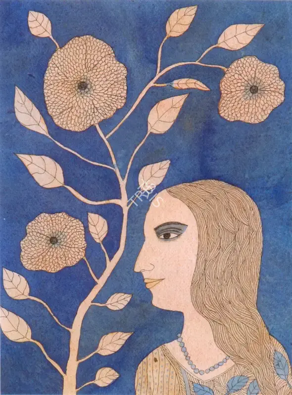 Badri Narayan (Artist), The Nayika Of The Flowers, 2004, Painting