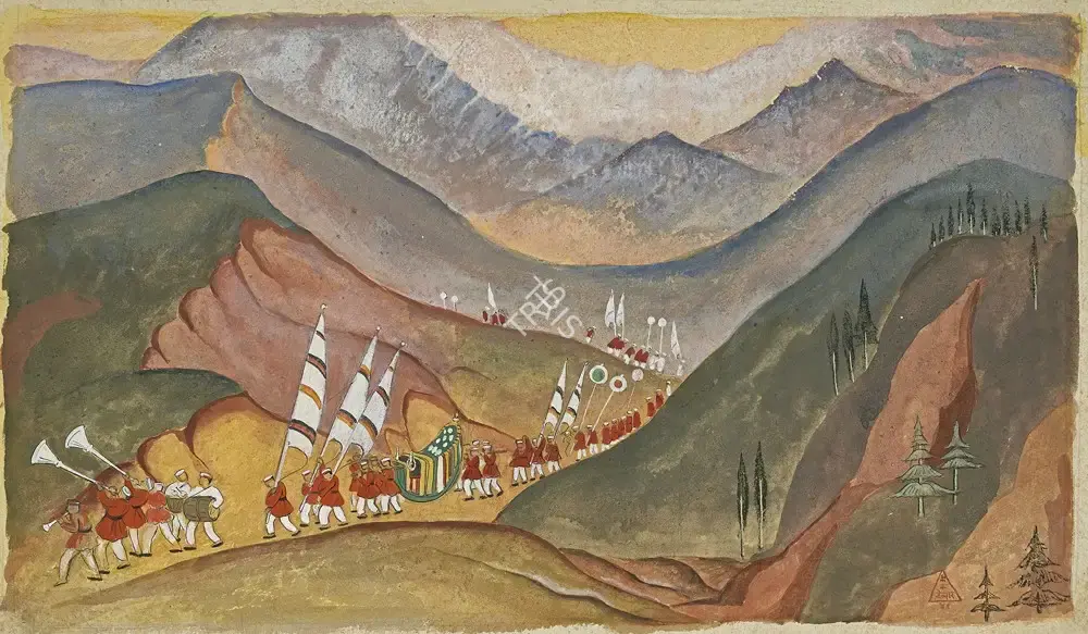 K.K. Hebbar (Artist), Procession, 1941, Painting