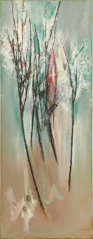 B. Prabha (Artist), Untitled (Trees), 1967, Painting