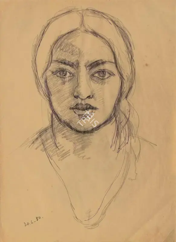 Amrita Sher-Gil (Artist), Self Portrait, 1930, Drawing