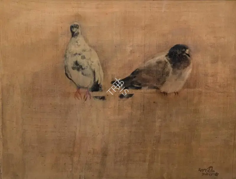 Maniklal Banerjee (Artist), Pigeons, Painting