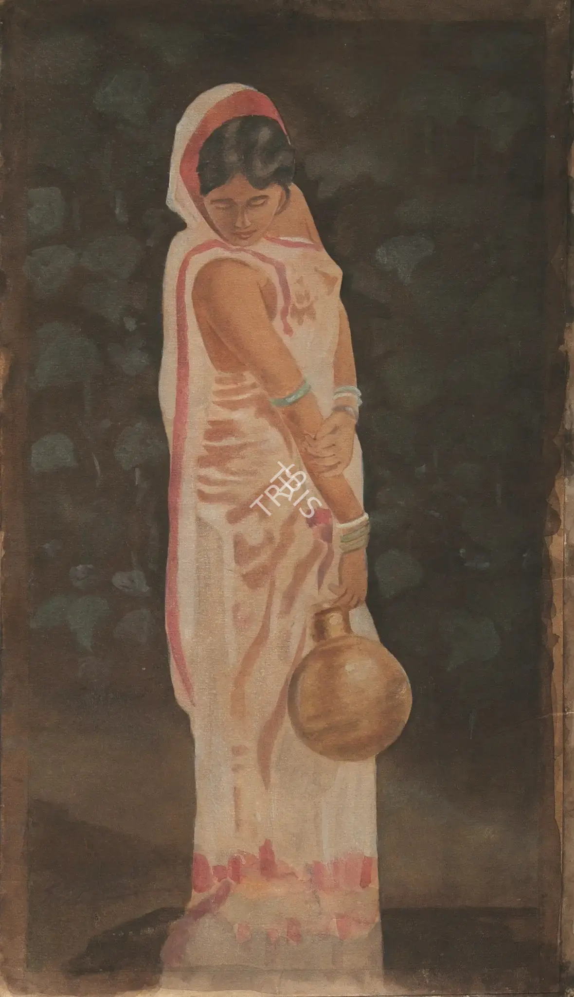 Hemendranath Mazumdar (Artist), Woman With A Pitcher, 1939, Painting