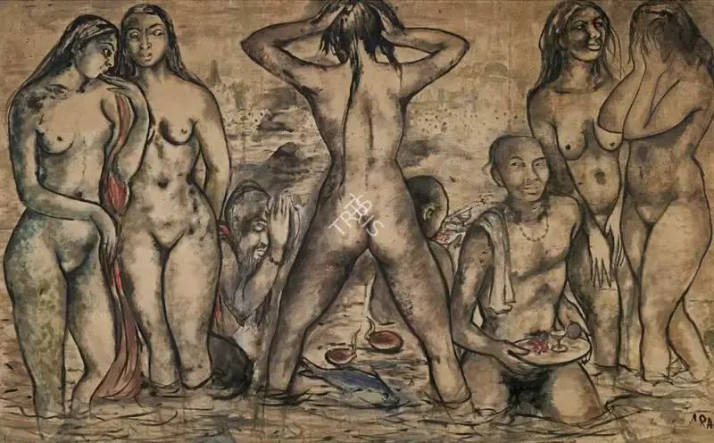 K.H. Ara (Artist), Bathers, 1960, Painting
