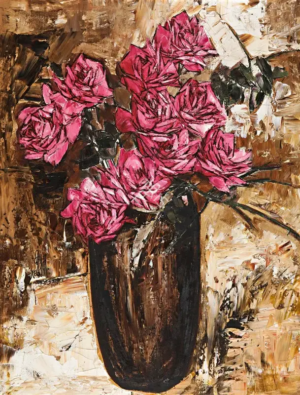 B. Prabha (Artist), Untitled (Red Roses), 1967, Painting