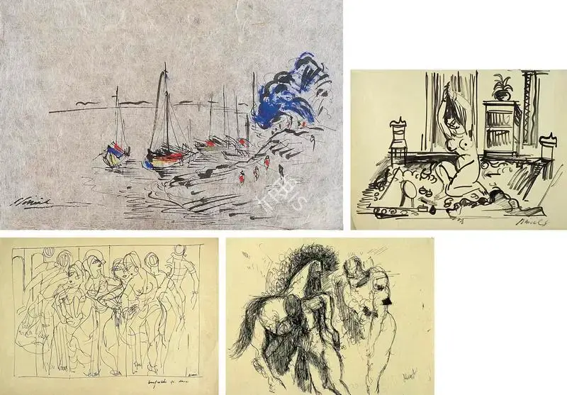 Nikhil Biswas (Artist), Man & Horse Series, 1961, Drawing