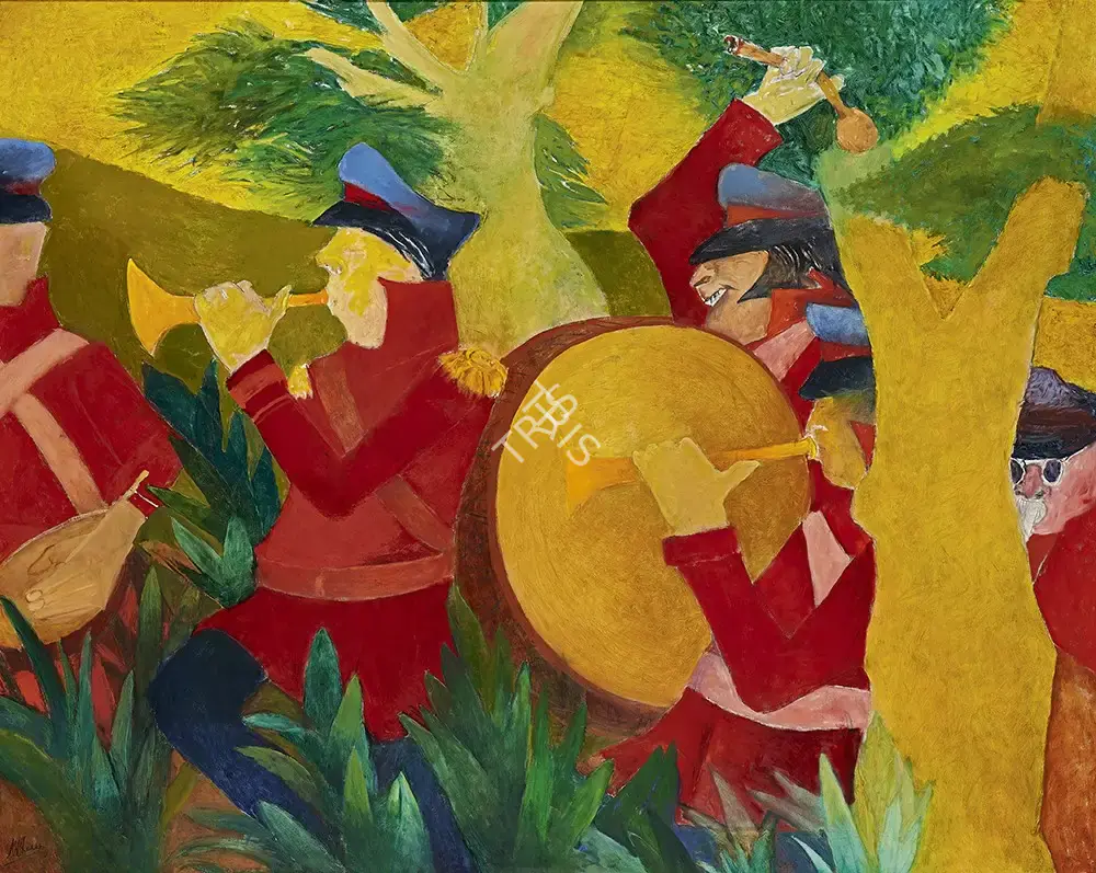 Khanna, Krishen (Artist). Minstrels In The Forest, n.d. | Painting, AG.Onl/31.03.21, 2021 · Asta Guru