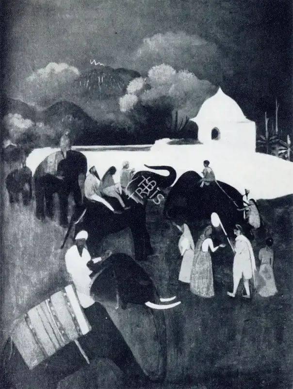 Amrita Sher-Gil (Artist), Elephant Promenade, 1940, Painting