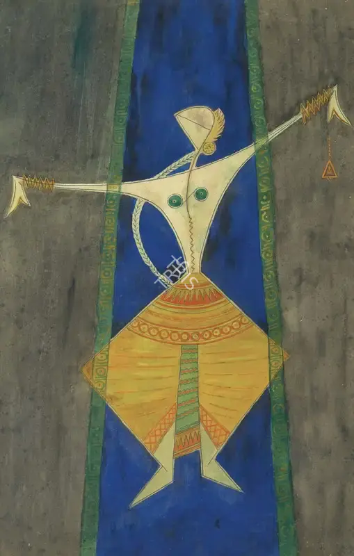 K.K. Hebbar (Artist), Dancer, 1952, Painting