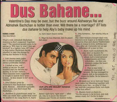 Rubina A. Khan (Reporter), Dus Bahane…, 2006, Newspaper Clipping