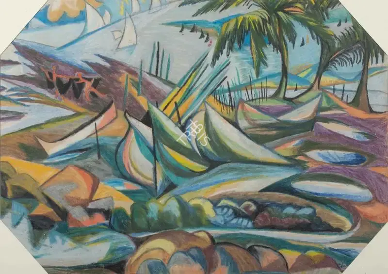 Chittaprosad (Artist), Untitled (Boats), Painting