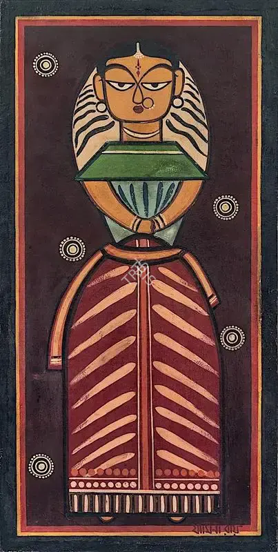 Jamini Roy (Artist), Maiden, 1951, Painting