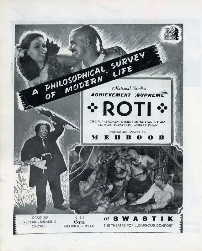 Mehboob (Producer), Roti, 1942, Advertisement