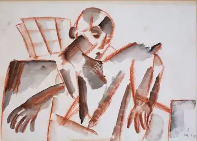 Somnath Hore (Artist), Untitled (Figure), 1982, Painting