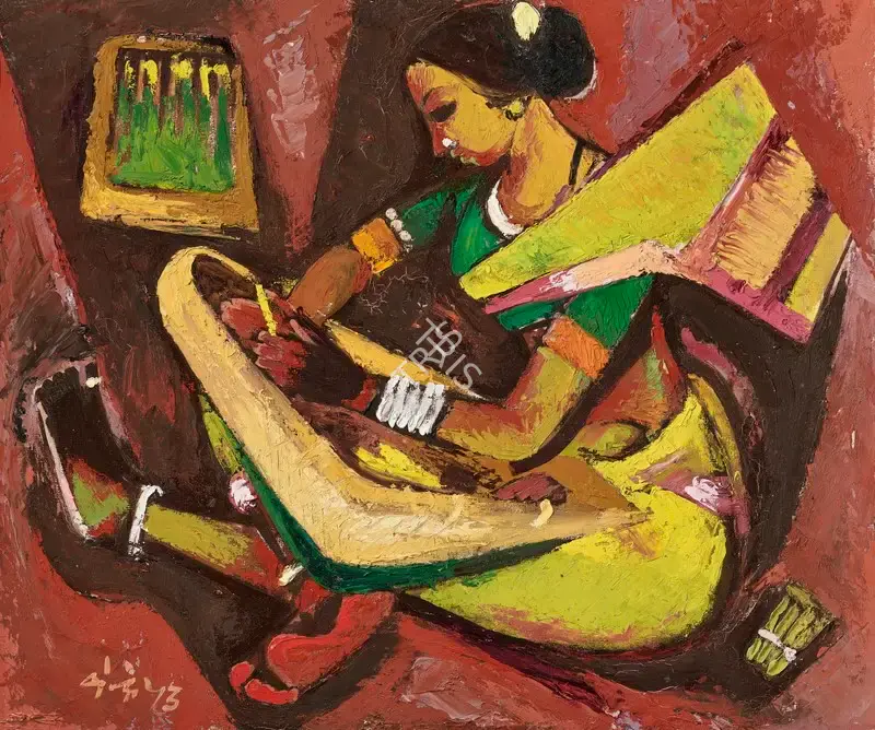 N.S. Bendre (Artist), Cigar Maker, 1953, Painting