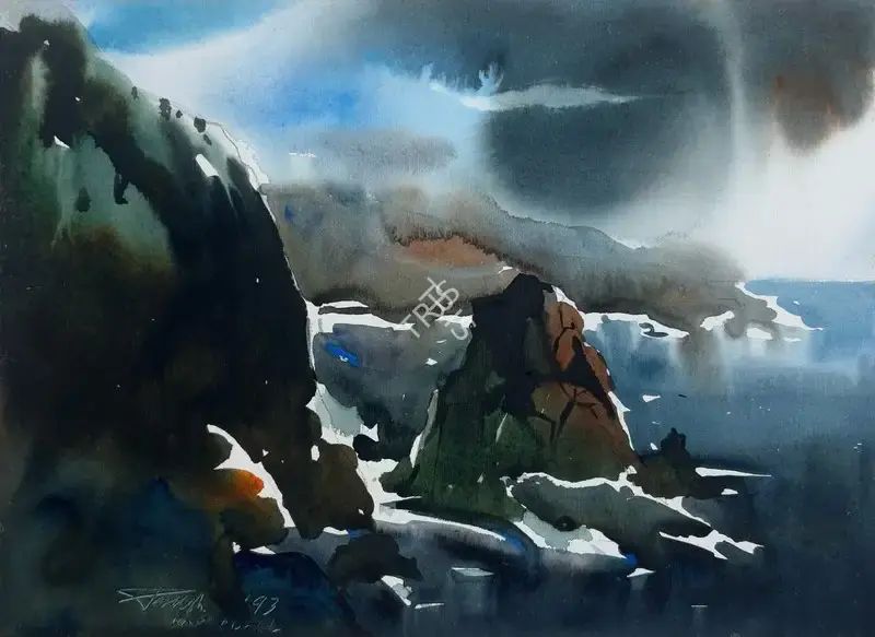 Paresh Maity (Artist), Untitled (Cornwall Seascape), 1993, Painting