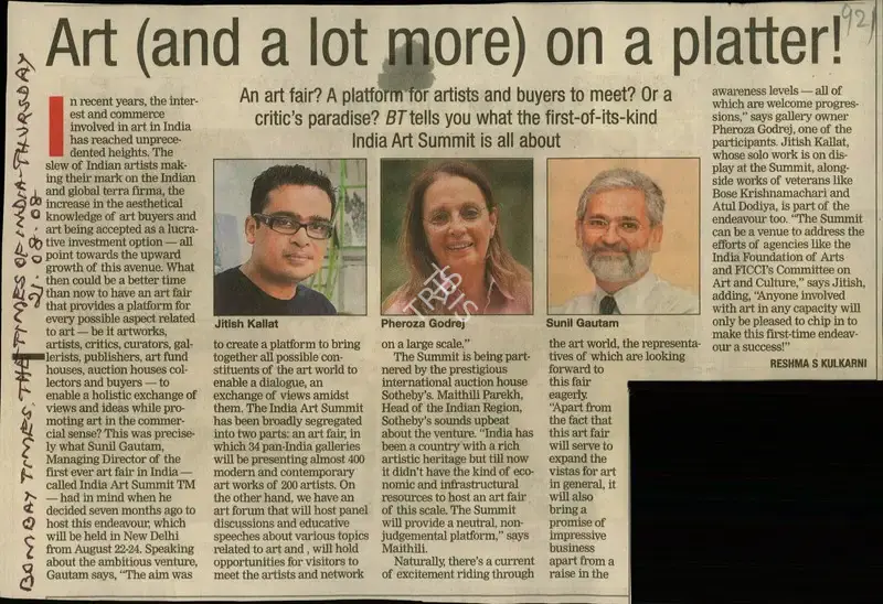 Reshma S. Kulkarni (Reporter), Art and a Lot More on a Platter!, 2008, Newspaper Clipping