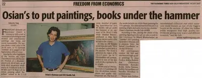 Ashoke Nag (Reporter), Osian's To Put Paintings, Books Under the Hammer, 2007, Newspaper Clipping