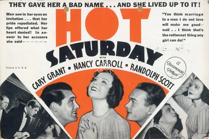 William A. Seiter (Director), Hot Saturday, 1932, Handbill