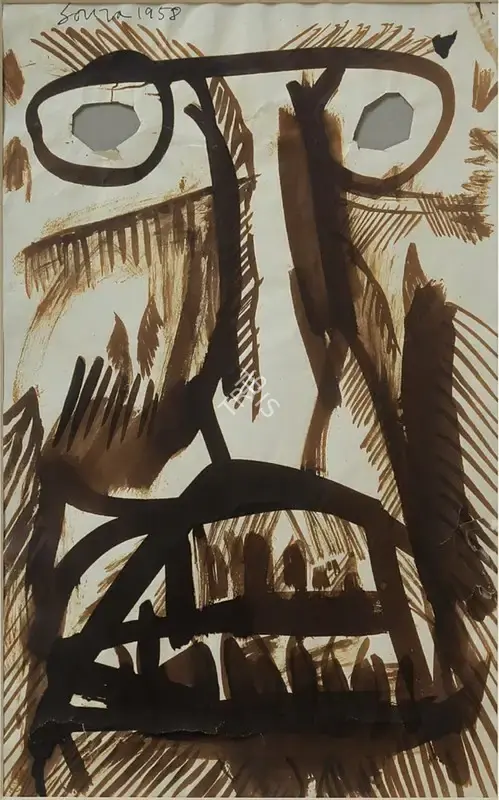 F.N. Souza (Artist), Untitled (Head), 1958, Painting