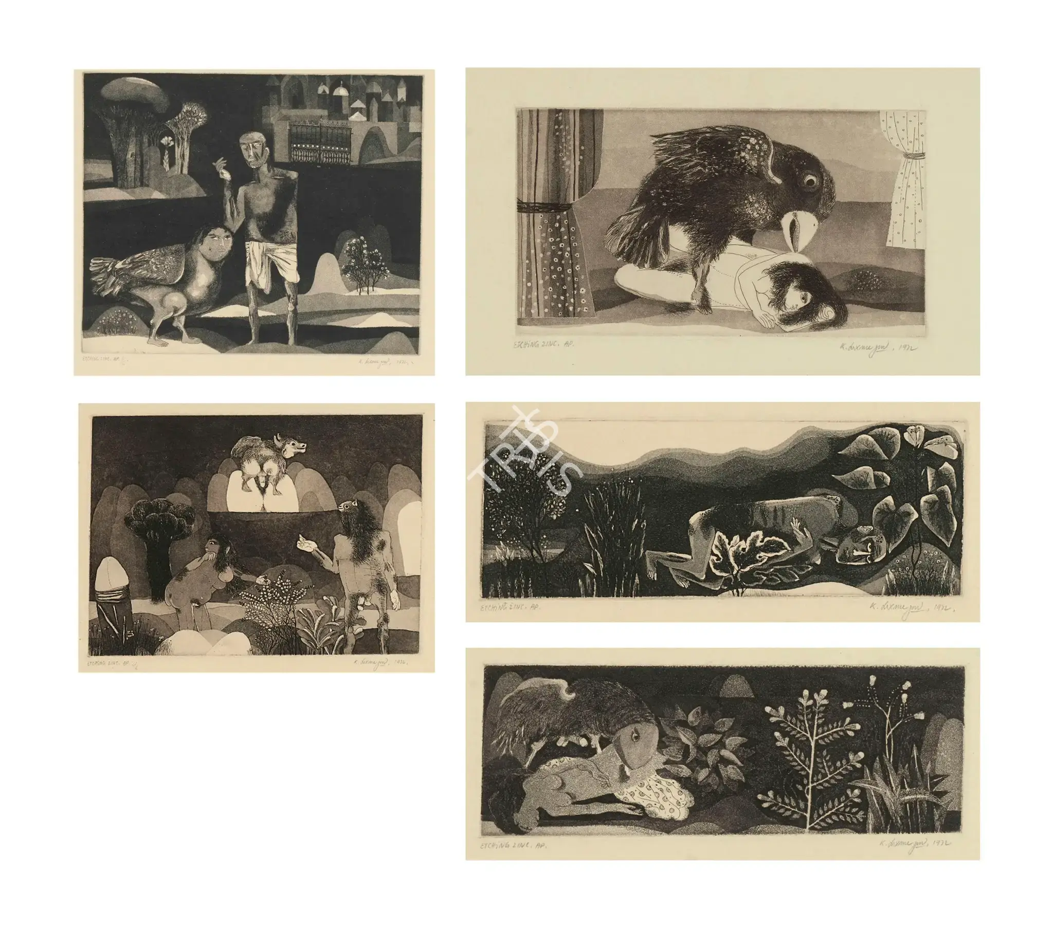 K. Laxma Goud (Artist), Untitled, 1972, Graphic Art