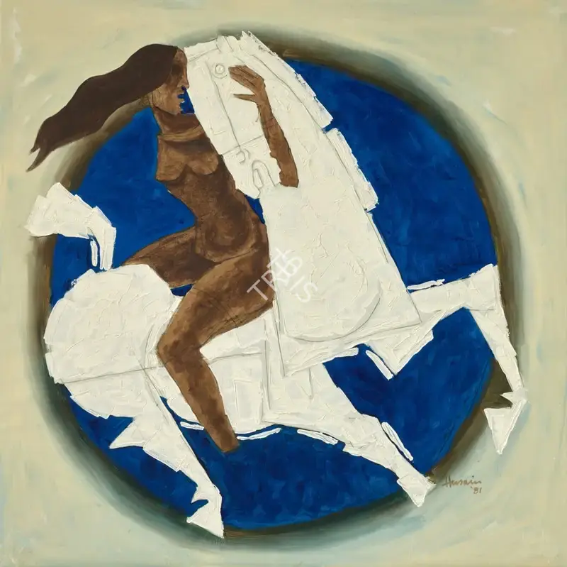 M.F. Husain (Artist), Lightning, 1981, Painting