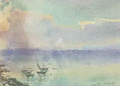 S.L. Haldankar (Artist), Dusk, Painting